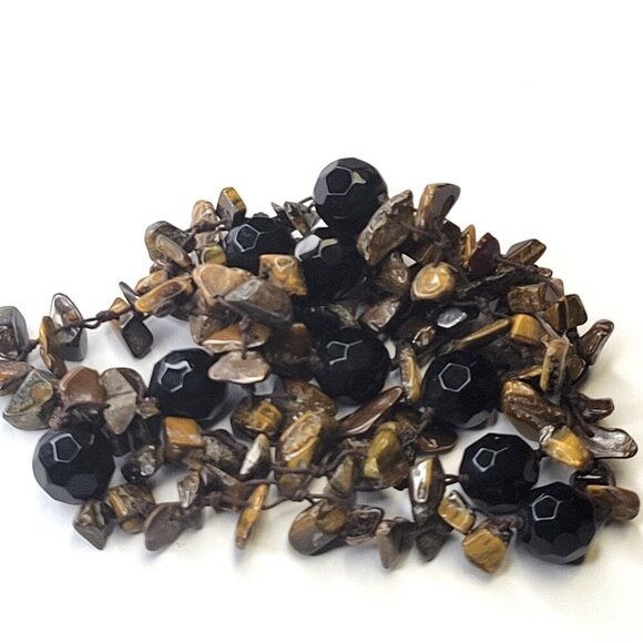 Large Tiger Eye Chip and Bead Necklace - Picture 7 of 11
